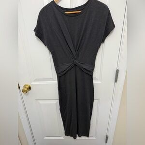 AllSaints Women's Knotted Front Short Sleeve Midi Dress Dark Gray Size Small